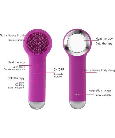 Rechargeable Facial Cleansing Brush for Men & Women - Electric Face Scrubber Cleanser for Deep Exfoliation and Cleansing (Purple) - Buy Online on GoSupps.com