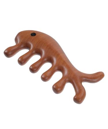 Beaupretty Fish Shape Massage Comb for Men - Gua Sha Wooden Comb for Curly Hair - Golden Sandalwood Wide Tooth Hair Stick - Buy Online on GoSupps.com