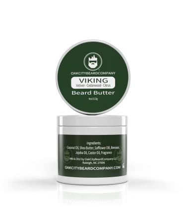 Oak City Beard Company - Viking - 4 Ounce - Beard Butter - Vetiver - Cedarwood - Citrus - Woodsy Fresh Scent! - Beard Conditioner
