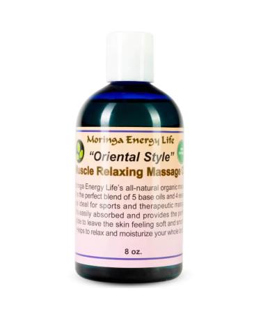 Moringa 'Oriental Style' Muscle Relaxing Massage Oil for Therapy Date Night Thai Swiss Asian Sports Therapist for Massaging Sore Muscles 8 oz Bottle