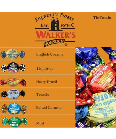 Toffee Sweets Walkers Assorted Selection with Chocolate Eclairs x 2 Bags 300g Bundle with Silver Window Lid Refillable On-the-Go Tin - Buy Online on GoSupps.com