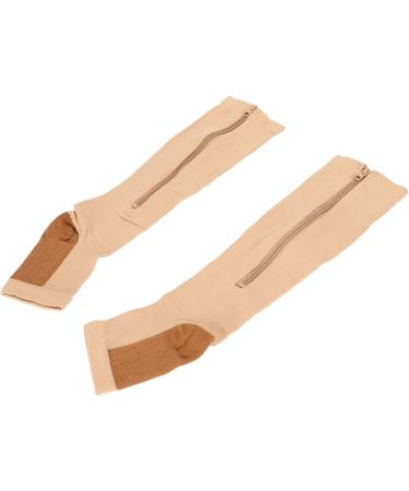 Compression Calf Stockings with Open Toe - 2 Pack Breathable & Elastic Zipper Design for Injury Relief - S/M Size - Buy Online on GoSupps.com