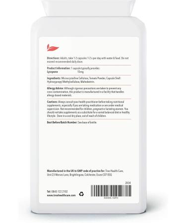 High Strength Lycopene Supplement 15mg - 120 Capsules | 150mg Tomato Powder | Vegan-Friendly | UK Made to GMP Standards - Buy Online on GoSupps.com