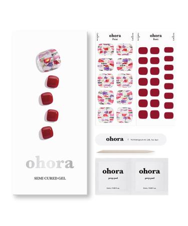 P Satin Magenta Real Gel Nail Strip by ohora - 30pcs with Prep pad, Mini Nail File, Wood Stick, DIY Toe Nail Art Starter Kit, No Glue, Non Soak-Off P_Satin Magenta