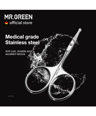 MR.GREEN Stainless Steel Facial Hair Scissors - Rounded Nose Hair Mustache Beard Eyebrows & Eyelashes Trimming Clippers (MR-2002) - International Shipping Available - Buy Online on GoSupps.com