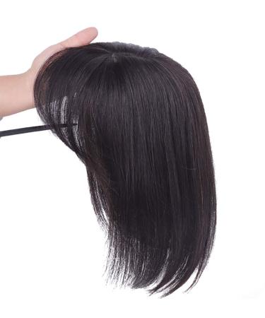 Straight Human Hair Topper Clip in Hairpiece for Women 10" Dark Brown 25cm (1 Pack) dark brown