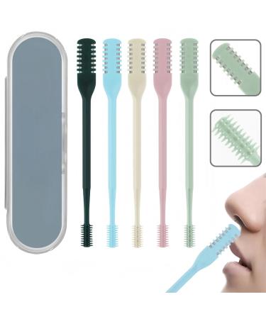 Upgraded Nasal Hair Cutter with Cleaning Brush 5-Pack Nose Hair Trimmer Double-Blade 360 Rotating Nose Hair Knife Portable Nostril Hair Remover Tool for Women Men