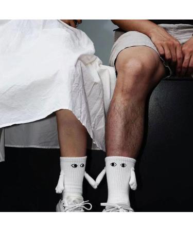 Njuxuio Magnetic Suction 3D Doll Couple Socks - Funny Couple Holding Hands Mid-Tube Socks (2 Pairs) - Buy Online on GoSupps.com