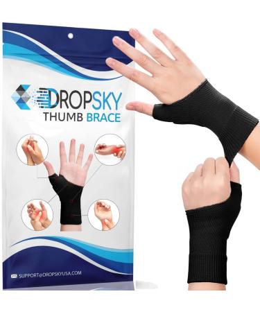 DropSky 4pcs Gel Wrist Thumb Support Braces Soft with Gel Pad, Breathable Design, Relief Pain Carpal Tunnel, Arthritis Thumb, Fits Both Hands, Lightweight Support (Black)