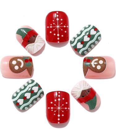 Brishow Christmas False Nails - Snow Press on Nails | Christmas Tree Stick on Nails | Antler Short Red Fake Nails - 24pcs for Women and Girls - Buy Online on GoSupps.com