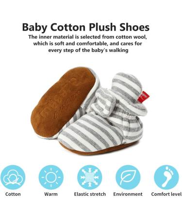 EDOTON Unisex Newborn Winter Boots - Warm & Non-Slip Stay On Bootie Sock (6-12 Months, Stripe Light Gray) - Buy Online on GoSupps.com