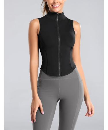 Flygo Women's Sleeveless Yoga Active Jacket Vest - Black Small - Buy Online on GoSupps.com