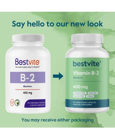 BESTVITE Vitamin B-2 (Riboflavin) 400mg (240 Vegetarian Capsules) (120 x 2) - High Potency Energy Skin & Cellular Health Healthy Nervous System Support Vegan Gluten Free - No Stearates 240 Count (Pack of 1) - Buy Online on GoSupps.com