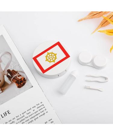 Sikkim Flag Round Case For Contact Lens Kit Storage Box with Mirror Printed - Buy Online on GoSupps.com