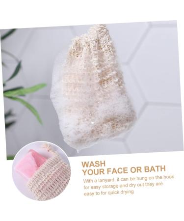BELLIFFY 6pcs Soap Bag Bar Soap Exfoliating Soap Saver Soap Accessory Bubble Net Soap Net Cotton Linen Beige - Buy Online on GoSupps.com