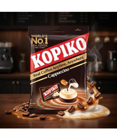 Kopiko Cappuccino Coffee Candy 1050 g (300 bonbons) - Bonbons halal au caf fa on cappuccino - Grand format - Go t caf cr meux - Sachets individuels - Buy Online on GoSupps.com