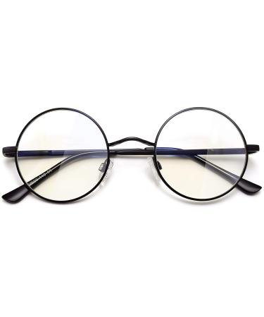 Joopin blue light filter glasses men round glasses computer glasses bluuna filter gaming glasses bluelight filter pc glasses with metal frame A20 black transparent anti-blue light like the pictures