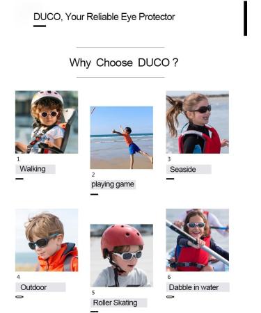 DUCO Baby Polarized Sunglasses for Newborn Toddler 0-24 Months | UV Protection, Flexible Infant Sunglasses 0-2 Years | Blue Frame with Strap - Buy Online on GoSupps.com