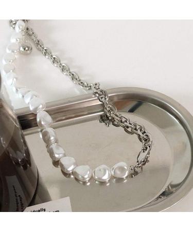 Missgrace Silver Punk Chains Necklace Set for Goth Women & Teens - Layered Pearls & Pendants - Alloy Jewelry for Boys & Girls - Buy Online on GoSupps.com