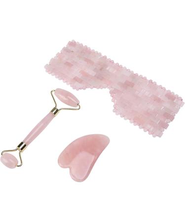 Ververt Touch Facial Massage Roller Set - Handmade Rose Quartz & Jade Eye Cushion Scraper for Radiant Skin - Buy Online on GoSupps.com