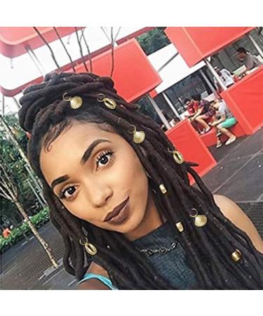 Gold Shell Box Braid Rings Clip Dreadlock Jewelry Cowrie Charms for Black Women (6PCS) - Buy Online on GoSupps.com
