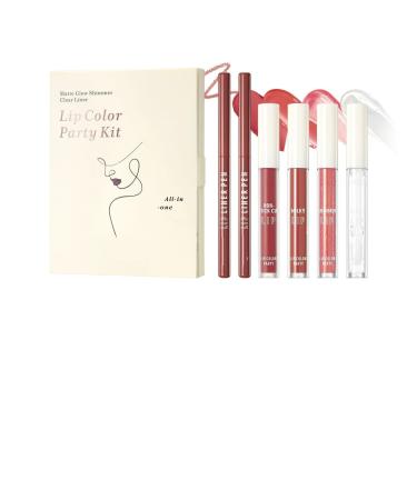SONGVISON The Lip Color Party Kit is a complete set of beauty cosmetics including lip gloss and lip pencil for long-lasting waterproof wear and features matte finishes.