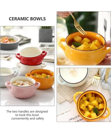 Noodle Ceramic Bowl Soup Bowls Dessert Serving Bowls with Double Handle for Rice Cereal Noodle Salad Dishwasher Safe Kitchenware Bowl (Color : Orange) - Buy Online on GoSupps.com