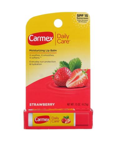 Carmex Cold Sore Relievers & Daily Care Strawberry Lip Balm with SPF 15 - 0.15 Oz | Shop Internationally - Buy Online on GoSupps.com