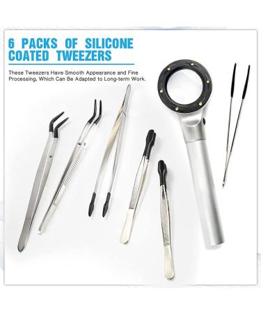 Doumneou 6-Piece Rubber PVC Tweezers Set with Stainless Steel Tips | Ideal for Crafting Hobby & Industrial Use (Black) - International Shipping Available - Buy Online on GoSupps.com