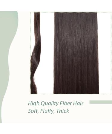 24 Inch Ombre Dark Brown Synthetic Wrap Around Ponytail Extension - Stylish Magic Paste Straight Hair Ponytail - Buy Online on GoSupps.com