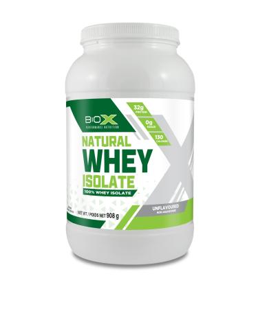 BioX Natural Whey Isolate | Unflavoured Whey Isolate Protein Powder | No Artificial Flavours or Sweeteners | 32g Protein Sugar Free Carb Free Low Lactose Protein Powder | 2LB (Unflavoured) Unflavored 908 g (Pack of 1)