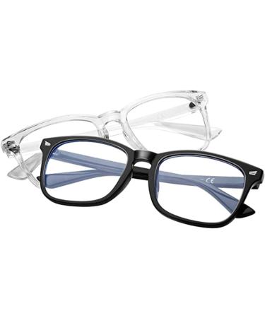 DripShip DRIP Blue Light Blocking Glasses - Men Women Computer Gaming Eyewear Anti Eyestrain Glare Headache Protection - Retro Vintage Fashion Design - Black + Transparent - Buy Online on GoSupps.com