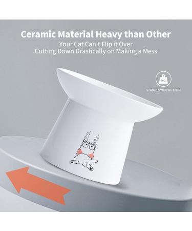 Extra Wide Ceramic Raised Cat Bowls - Set of 2 White - Elevated Porcelain Pet Food and Water Dishes for Big Cats and Small Dogs - Buy Online on GoSupps.com