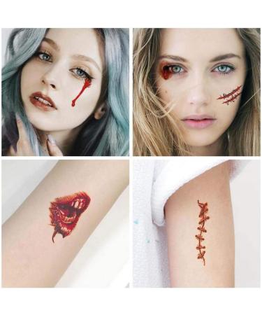 30 Sheets 3D Zombie Scar Tattoos Fake Scars Bloody Costume Makeup Halloween Decoration Horror Wound Scary Blood Injury Sticker Halloween Party Decorations Supplies & Favors - Buy Online on GoSupps.com