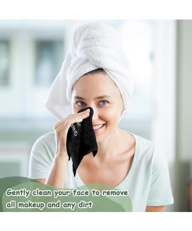 30-Piece Microfiber Makeup Remover Cloths 13x13 Inches - Reusable & Absorbent Towels for Women - Makeup Washcloths with Embroidery - Black - Buy Online on GoSupps.com