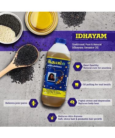 Idhayam Sesame Oil | 1L | Gingelly Oil | Sesame seed Oil | Indian Origin - Buy Online on GoSupps.com
