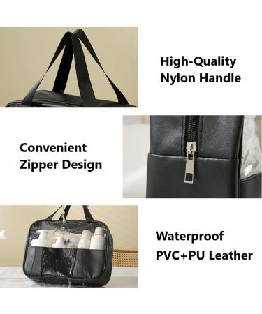 4PCS Clear Waterproof Toiletry Travel Bags with Zipper Handle - Black Set for Men and Women | Portable Airport Makeup Bags - Buy Online on GoSupps.com