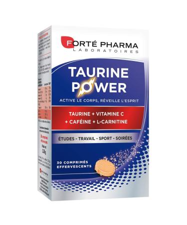 Forté Pharma - Taurine Power - Food Supplement - Energy Booster, Anti Fatigue, Boost Shot - Caffeine, Vitamin C, L-Carnitine, Magnesium - Citrus Taste, 30 Effervescent Tablets, 1/day