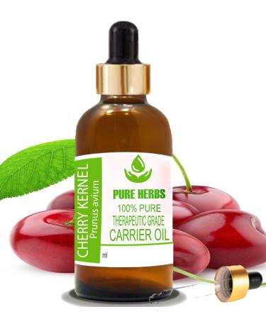 Pure Herbs Cherry Kernel Oil (Prunus avium) Pure and Natural Therapeutic Grade Carrier Oils with Pipettes (50 ml)