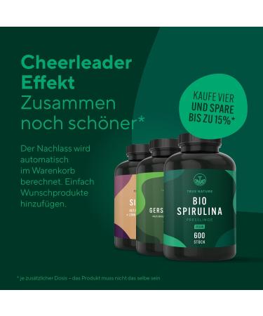 Bio Spirulina Tablets - 600 High-Dose 100% Pure Organic Algae - Vegan & Lab Tested - True Nature  - Buy Online on GoSupps.com