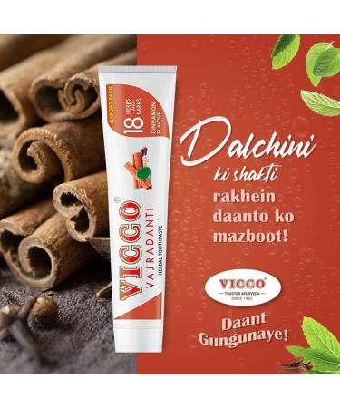 Vicco Vajradanti Herbal Toothpaste - 18 Ayurvedic Herbs & Barks with Cinnamon - Pack of 3 (200g Each) - International Shipping Offered - Buy Online on GoSupps.com