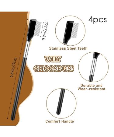 4 PCS Metal Eyelash Comb Set - Professional Stainless Steel Lash Separator & Eyebrow Applicator | Ideal for Mascara & Eyelash Grooming - Buy Online on GoSupps.com