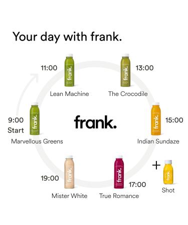 FRANK 3-Day Juice Cure Medium - 18 Cold-Pressed Vegan Juices & 3 Organic Gingershots | Premium Fasting Cure | Fresh Fruit & Vegetables | International Shipping - Buy Online on GoSupps.com