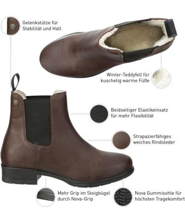 Suedwind Footwear Chelsea Boot Nova Jodhpur Winter - Comfortable Real Leather Ankle Boots with Rubber Sole | Teddyfell 37 EU Brown - Buy Online on GoSupps.com