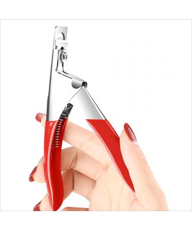 False Nail Tip Clipper Cutter Trimmer Manicure Pedicure Nail Art Tool/Acrylic Nail Tips Edge Cutter (Red)