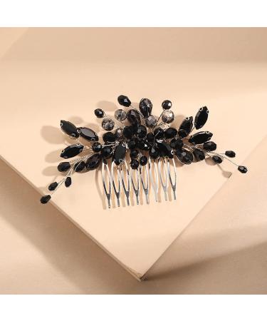 Black Teardrop Crystal Hair Comb - Wedding Hair Accessory for Women and Girls - Buy Online on GoSupps.com