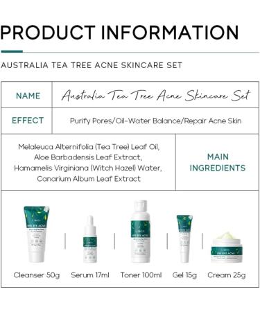 LAIKOU Tea Tree Acne Skincare Set Facial Skin Care Sets & Kit with Cleanser Toner Serum Cream Gel Acne Treatment Remove Shrink Pores Control Oil Gift for Teenage Girls Women All Skin - Buy Online on GoSupps.com