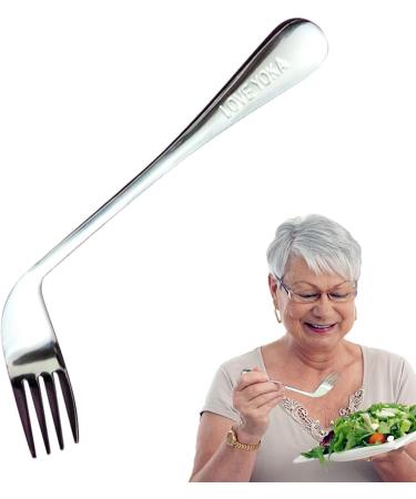 Elderly Elbow Fork Spoon | Angled Eating -Feeding Spoon Utensil | Elder Feeding Utensil for Convenient and Comfortable Dining for Disabled Adults and Seniors Fanelod Right Hand - Fork - Buy Online on GoSupps.com
