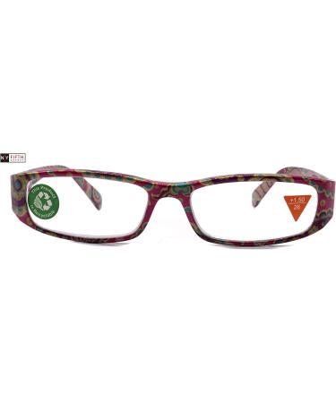 Florence Premium Reading Glasses - High End Rectangular Readers +1.25 to +3.00 Magnification - Stylish Paisley Pink - Shop Now - Buy Online on GoSupps.com