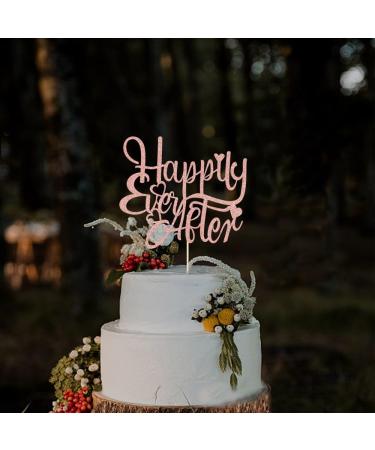 Crseniny Happily Ever After Cake Topper Wedding Anniversary Cake Topper for Wedding Engagement Bridal Shower Bachelorette Party Vow Renewal Anniversary Party Decoration Supplies (Rose Gold Glitter) - Buy Online on GoSupps.com